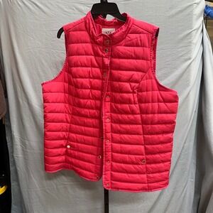 Isaac‎ Mizrahi Reversible Coral Pink Quilted Puffer Vest Floral Lining 1X